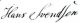 Hans Christian Svendsens underskrift 1852
